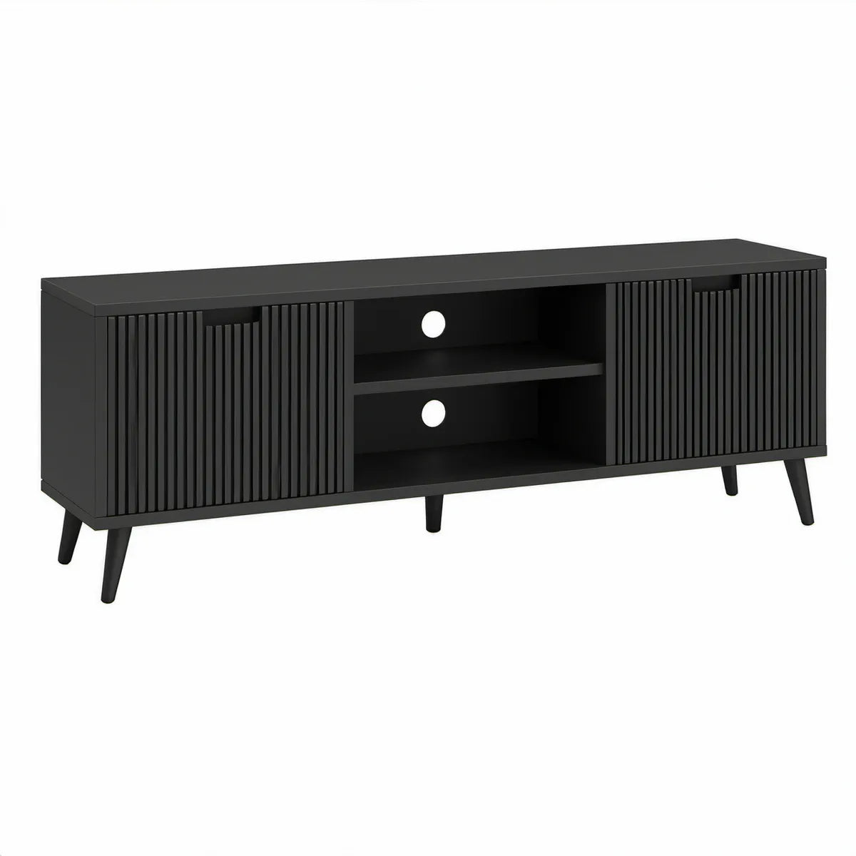 Sort TV-bænk med 2 skydelåger, 160 x 40 x 50 cm
