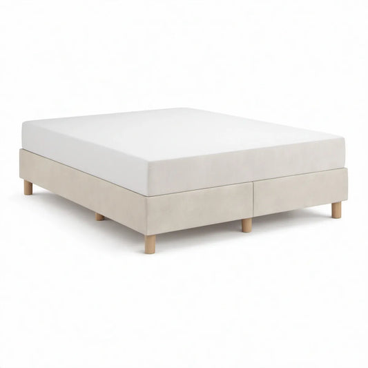 Kontinentalseng med madras 180 x 200 cm beige/hvid