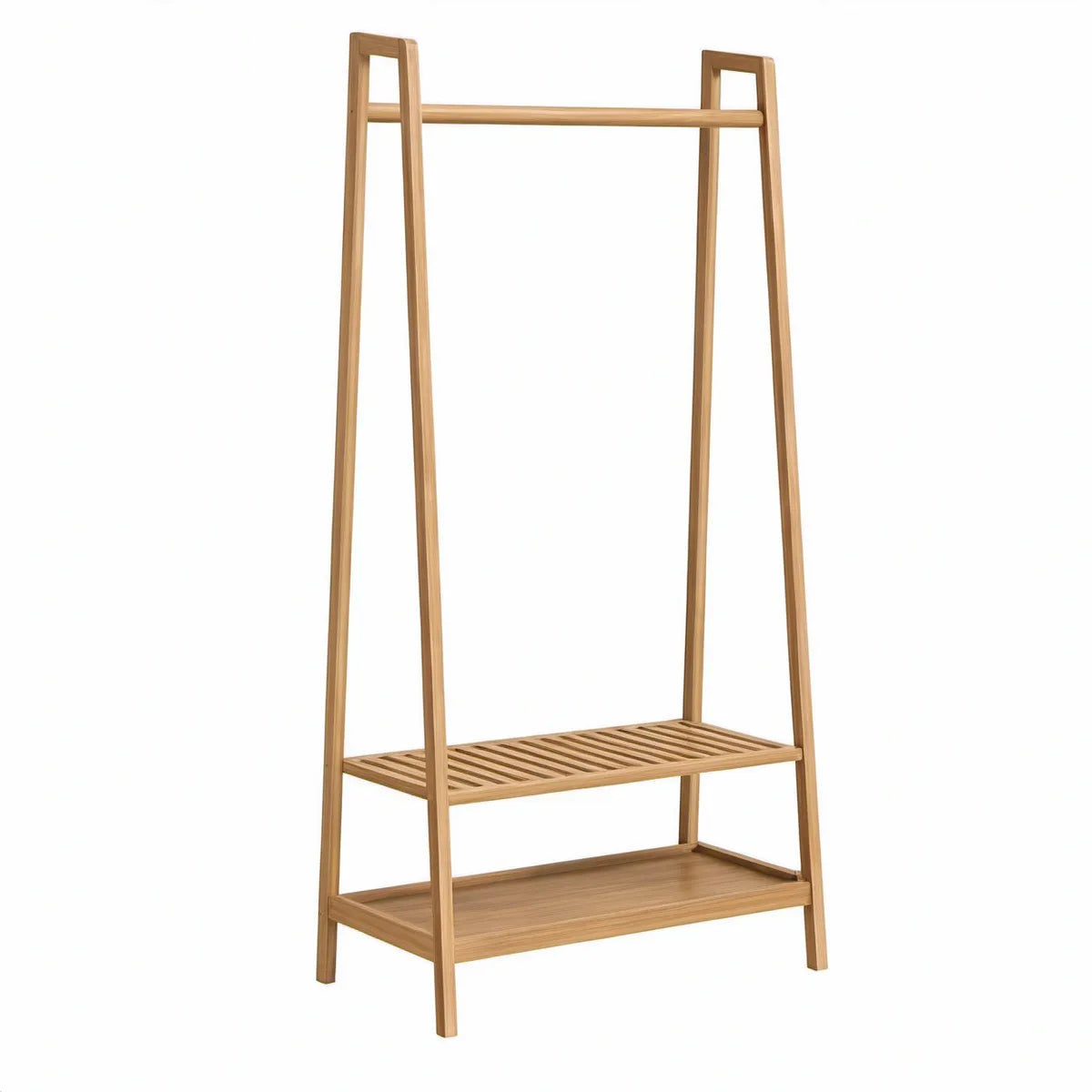 A-formet tøjstativ i massiv bambus, natur, 70 x 45 x 160 cm